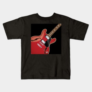 Hollow-body Red Guitar Design, Artwork, Vector, Graphic Kids T-Shirt